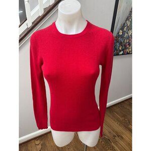 Michael Kors Crimson Red Crewneck Ribbed Cashmere Sweater Size Small